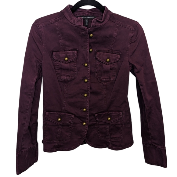 White House Black Market Mulberry Brandy Wine Military Style Jacket XS 💜✨ - Picture 2 of 11